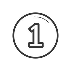 Bold Number One Icon in Circle, Minimalist Design, Black and White, Clean Vector