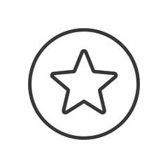 Fototapeta premium Simple Star Icon Inside Circle, Black Outline on White Background