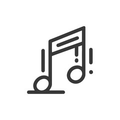 Minimalist Music Note Icon with Eighth Notes and Staccato Marks on White Background