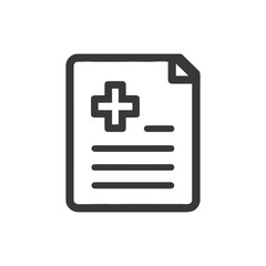 Fototapeta premium Minimalist Medical Prescription Icon: Clean Line Art Graphic of a Document with a Cross