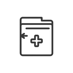 Obraz premium Medical Data Import Icon: Folder with Plus Sign and Arrow