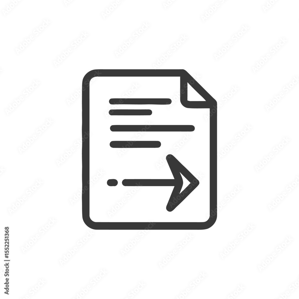 Poster send document icon: paper with arrow, simple line art