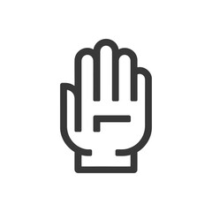 Stylized Hand Icon with Bold Outline and Geometric Finger Design