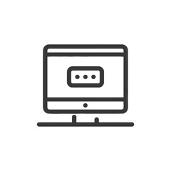 Fototapeta premium Minimalist Computer Icon with Loading Dots on Screen, Black Outline on White