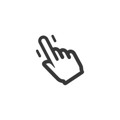 Bold Line Art: Hand Cursor Clicking, Pointing, Selecting on White Background