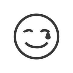 Obraz premium Winking Crying Emoji: Expressive Icon with Single Tear