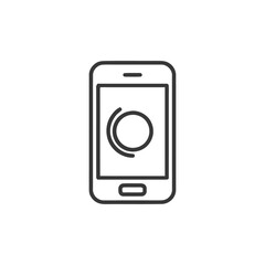 Minimalist Smartphone Icon with Circular Loading Symbol, Outline Style