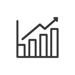 Ascending Bar Graph Icon with Arrow, Business Growth Concept, Isolated