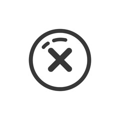 Fototapeta premium Simple Dark Gray Circle with X Icon on White Background