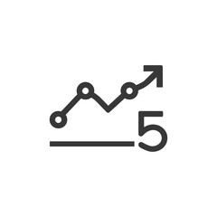 Ascending Graph with Number Five: Business Growth Icon Illustration