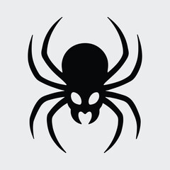 Silhouette spider skull spooky halloween arachnid vector illustration