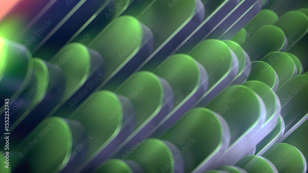 Aufkleber Illustration of rounded geometric shapes merging into one another. 3d rendering