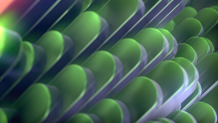 Illustration of rounded geometric shapes merging into one another. 3d rendering