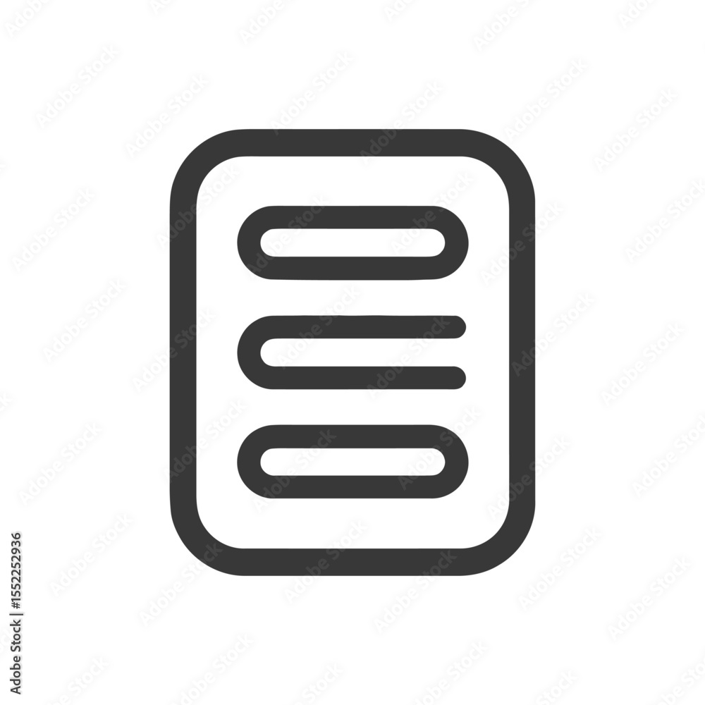 Poster minimalist document icon: rounded rectangle with three horizontal lines