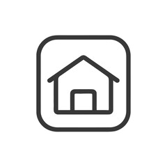 Minimalist Home Icon: Rounded Square Frame Enclosing Simple House Line Art