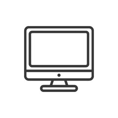 Minimalist Computer Monitor Icon: Clean Line Art on White Background