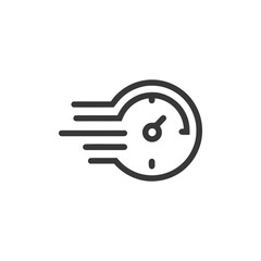 Obraz premium Speedometer Icon with Motion Lines, Fast Velocity Concept, Minimalist Design