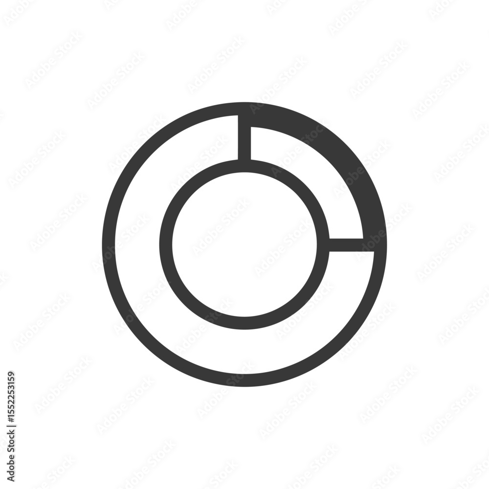 Poster Minimalist Donut Chart Icon: Circular Data Visualization with Segmented Design