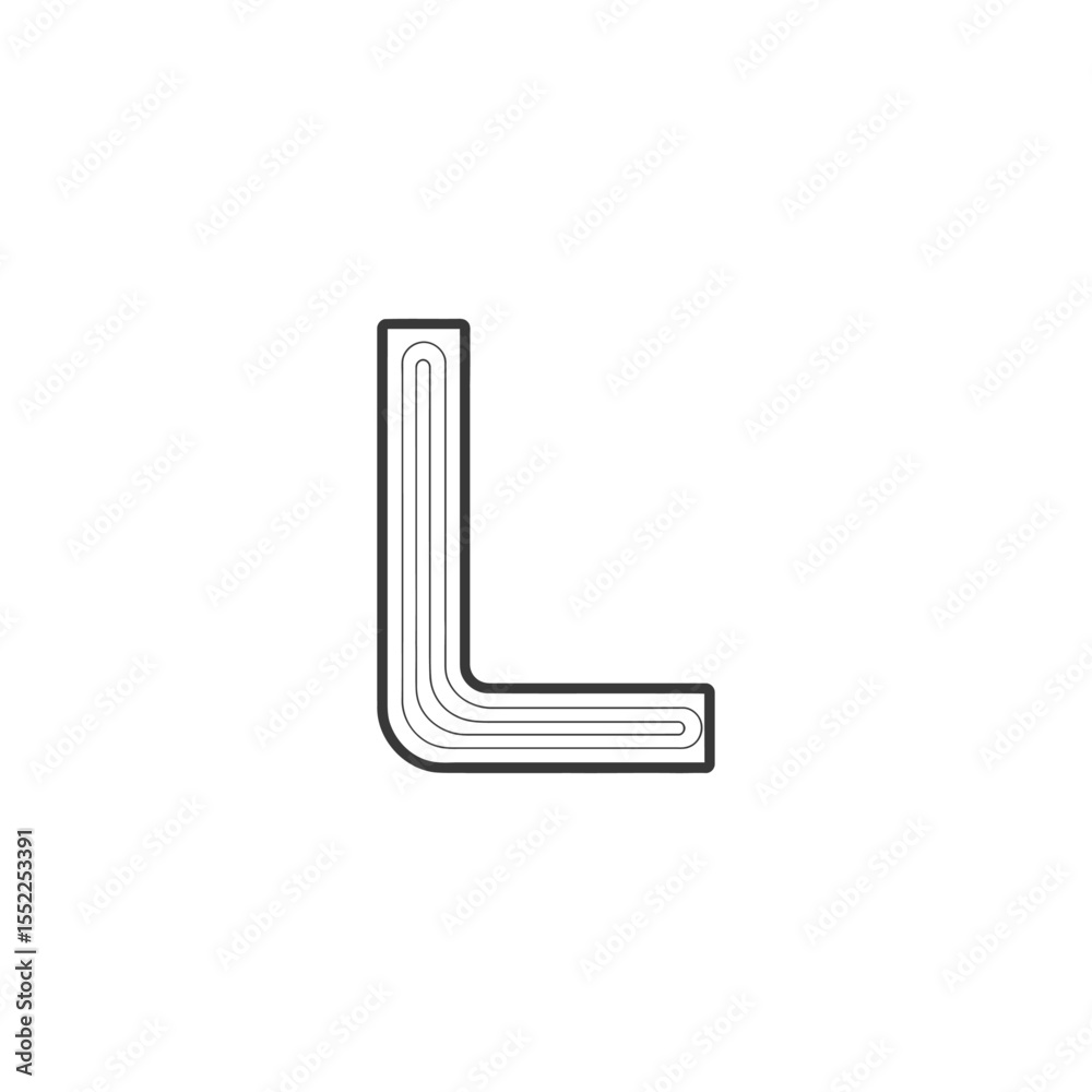 Fototapete minimalist letter l design with parallel lines and rounded corners