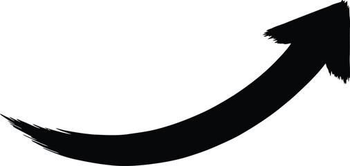 Upward Curved Brush Stroke Arrow - Growth & Direction Icon AI Generative