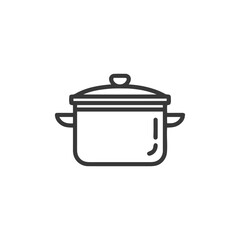 Minimalist Line Art: Covered Cooking Pot Icon on White Background