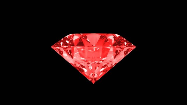 Red ruby sapphire diamond rotate on transparent background loop video