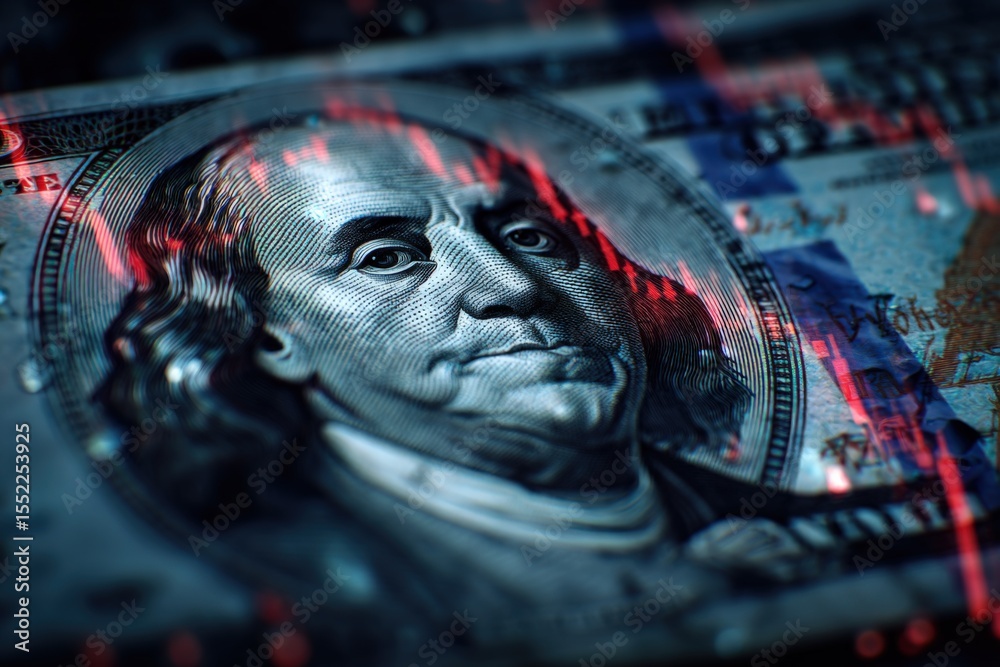 Poster close-up of a u.s. one hundred dollar banknote featu benjamin franklin with detailed texture and vib