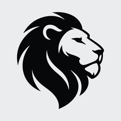 Silhouette strong lion head profile animal logo design Vector illustration