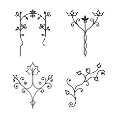 Fototapeta premium decorative Victorian floral line break bundle