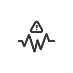 Warning Signal: Volatile Graph with Exclamation Point Icon, Dark Gray on White