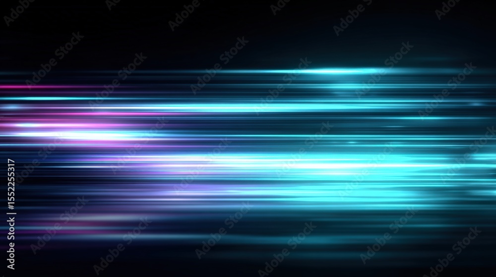 Poster Dynamic Motion Blur Background with Light Streaks in Bright Vibrant Colors for Futuristic Technology Design and Digital Art Composition