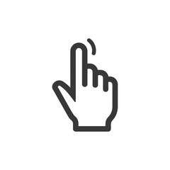 Finger Tap Icon: Minimalist Design for Touchscreen Interaction, Dark Gray on White Background