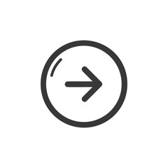 Sleek Right Arrow Icon Encased in a Circular Frame on White Background