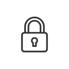 Simple Black Outline of a Padlock on White Background