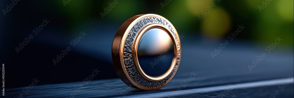 Poster close-up of a luxury rose gold with intricate detailed engravings and smooth polished surface restin