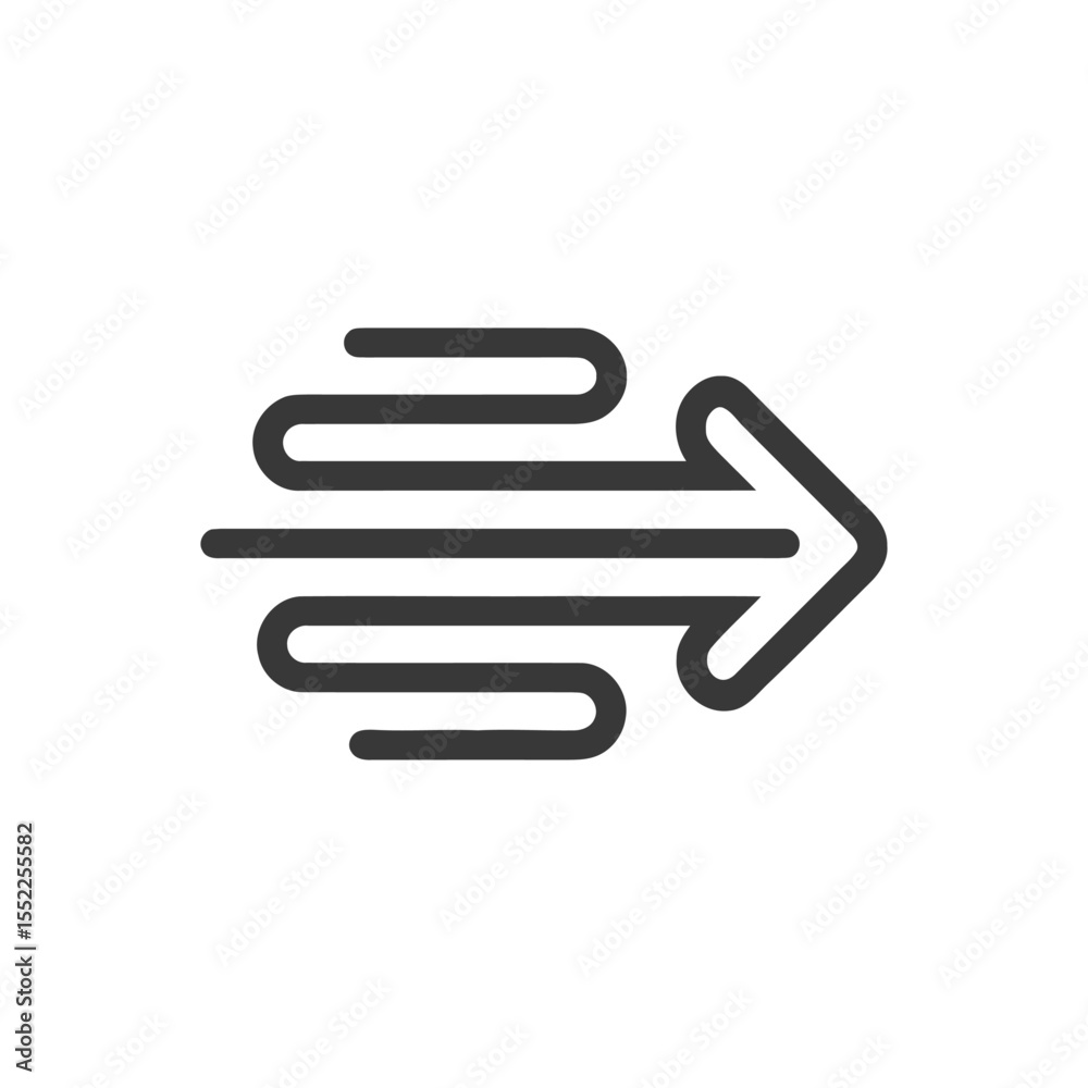 Poster dynamic arrow icon with motion lines, directional flow design