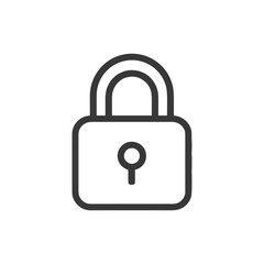 Bold Outline Padlock Icon on White Background, Security Symbol