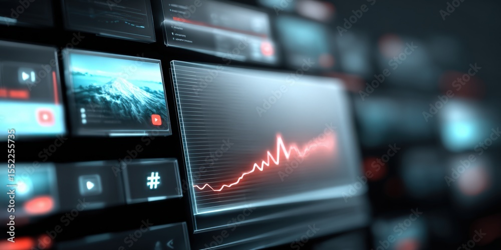 Aufkleber Advanced digital control panel with financial data graph analytics calm background for business technology and data analysis purposes