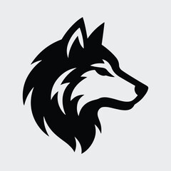 Silhouette wolf head logo simple side profile vector illustration