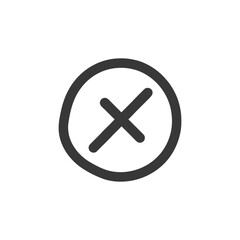 Hand-Drawn Style Black Cross Mark in Circle on White Background