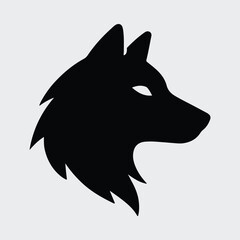 Silhouette wolf head facing right side profile Vector illustration