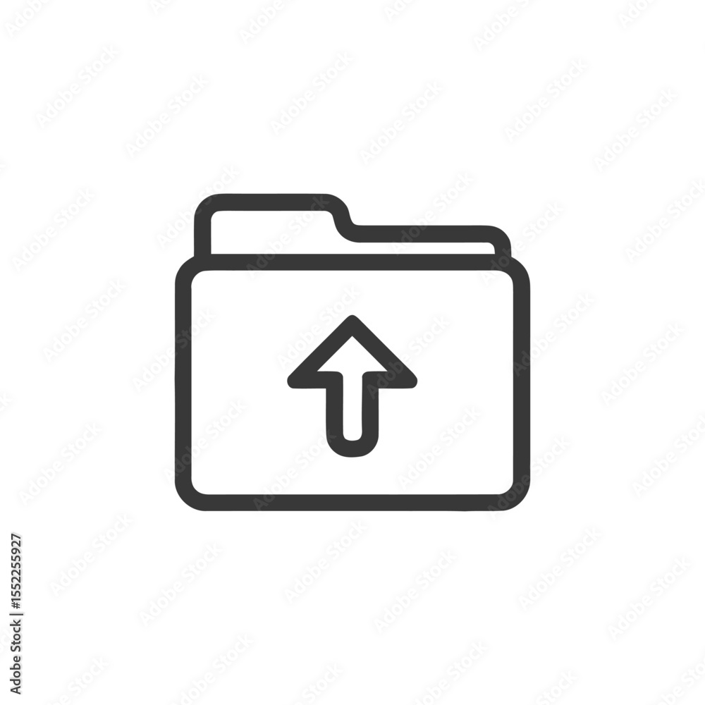 Poster upload folder icon: simple line art for data transfer and storage
