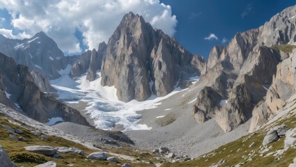 Obraz premium Alpine landscape with rocky peaks of mountain range