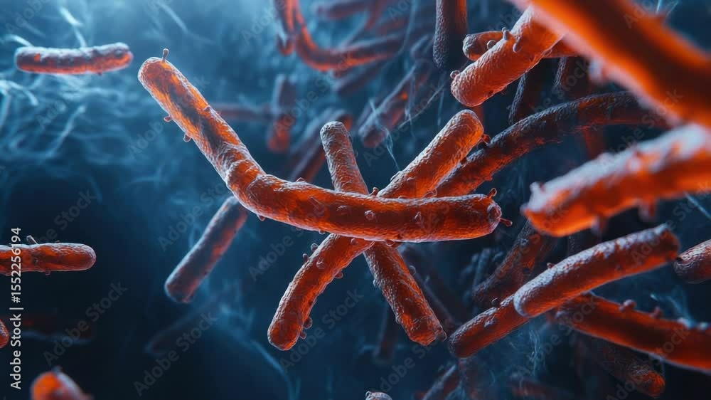 Poster Close-up view of multiple bacteria cells
