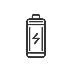 Minimalist Battery Icon with Lightning Bolt Symbol on White Background