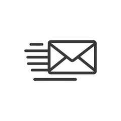 Fast Delivery: Stylized Mail Icon with Motion Lines on White Background