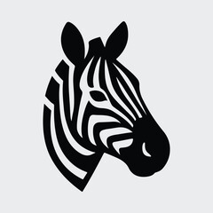 Silhouette zebra head graphic black and white minimalist design Vector illustration