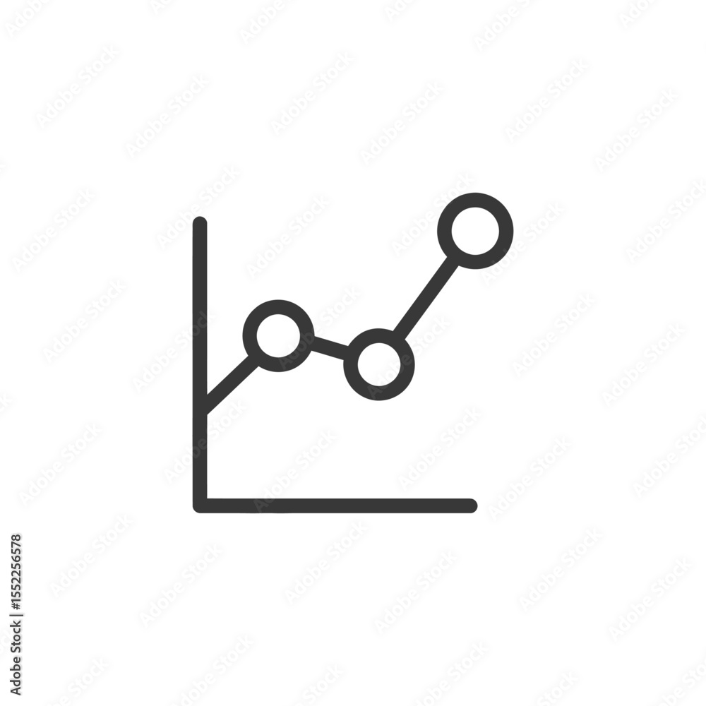 Poster rising trend line graph with circular data points on white background