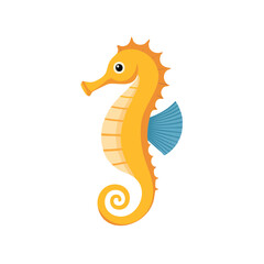 Fototapeta premium A bright orange seahorse against a minimalist backdrop. A charming representation of marine life 
