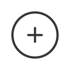 Fototapeta premium Simple Plus Sign in Circle, Dark Gray on White Background
